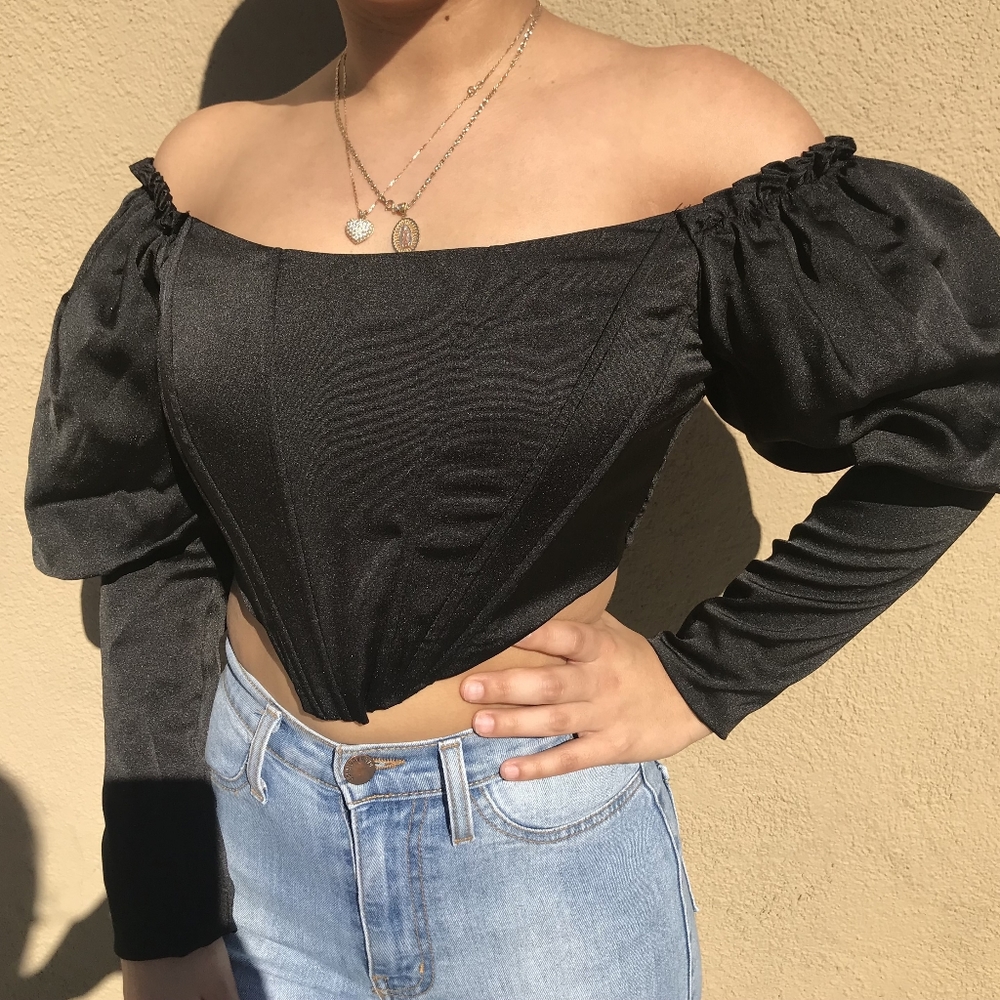 Black off shoulder corset top